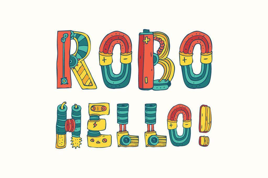 Cartoon Colorfull Robo Font