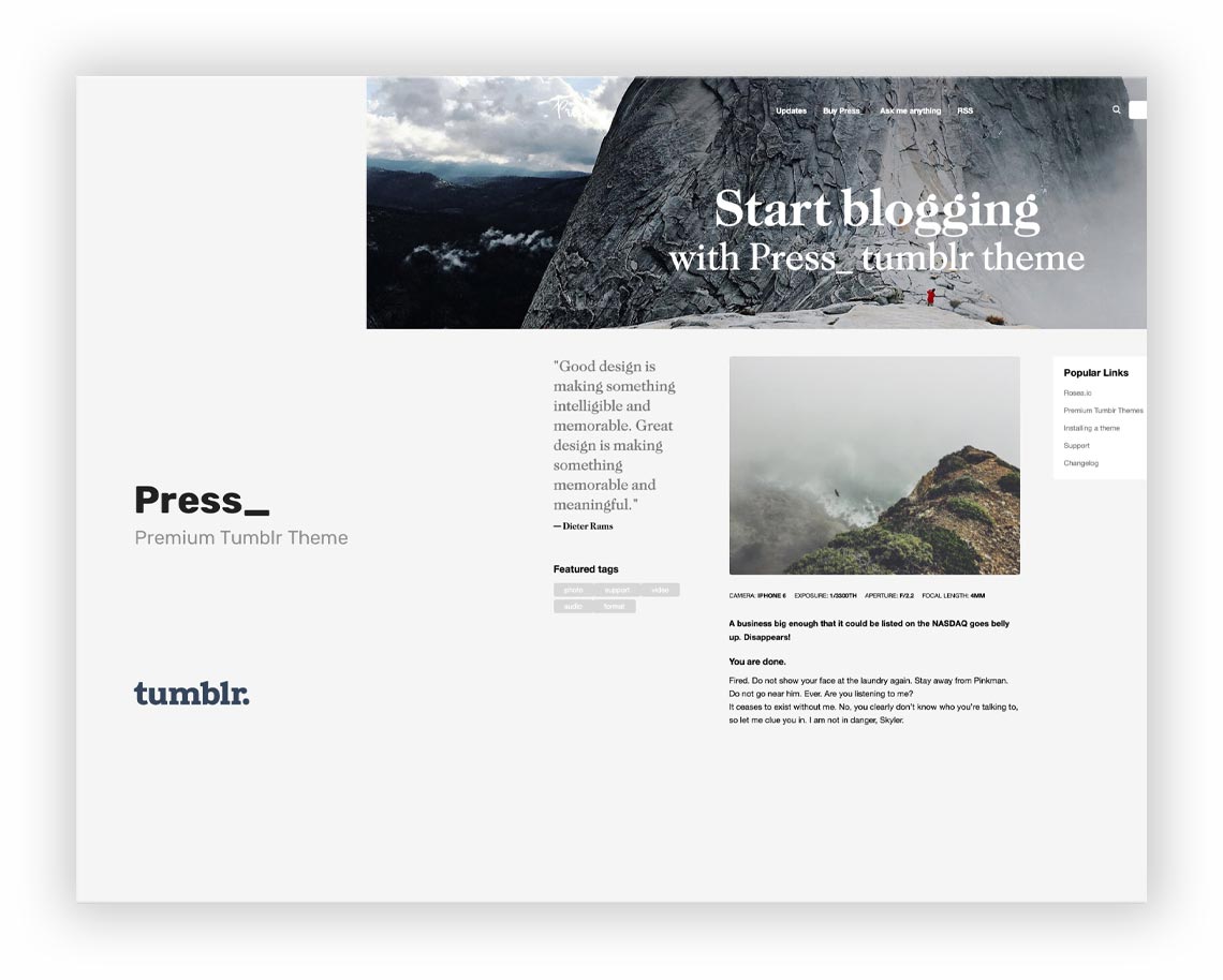 Press | Premium Blogging Tumblr Theme