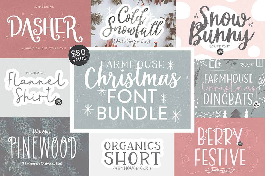 Farmhouse Christmas Font Bundle