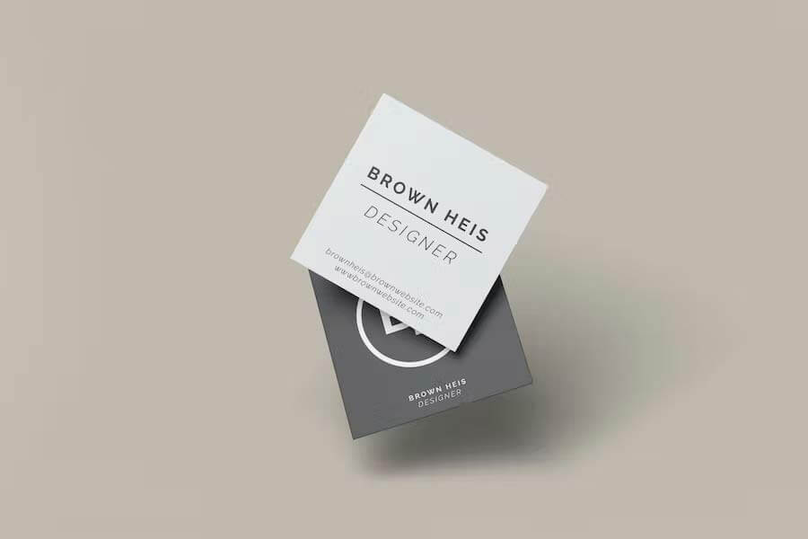 Floating Square Business Card Mockup Template