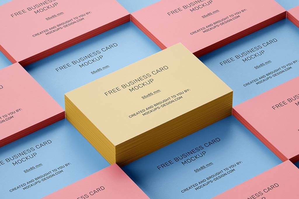 Free Stacked Business Cards Mockup / 55 x 85 mm