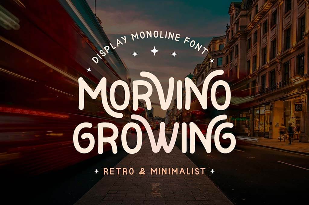 Morvino Growing — Retro Monoline шрифт