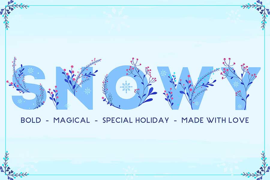 Snowy — Winter Floral Color Font