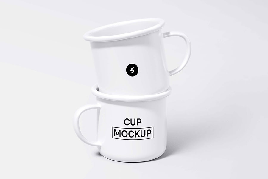 Free Steel Mugs Minimalistic Mockup