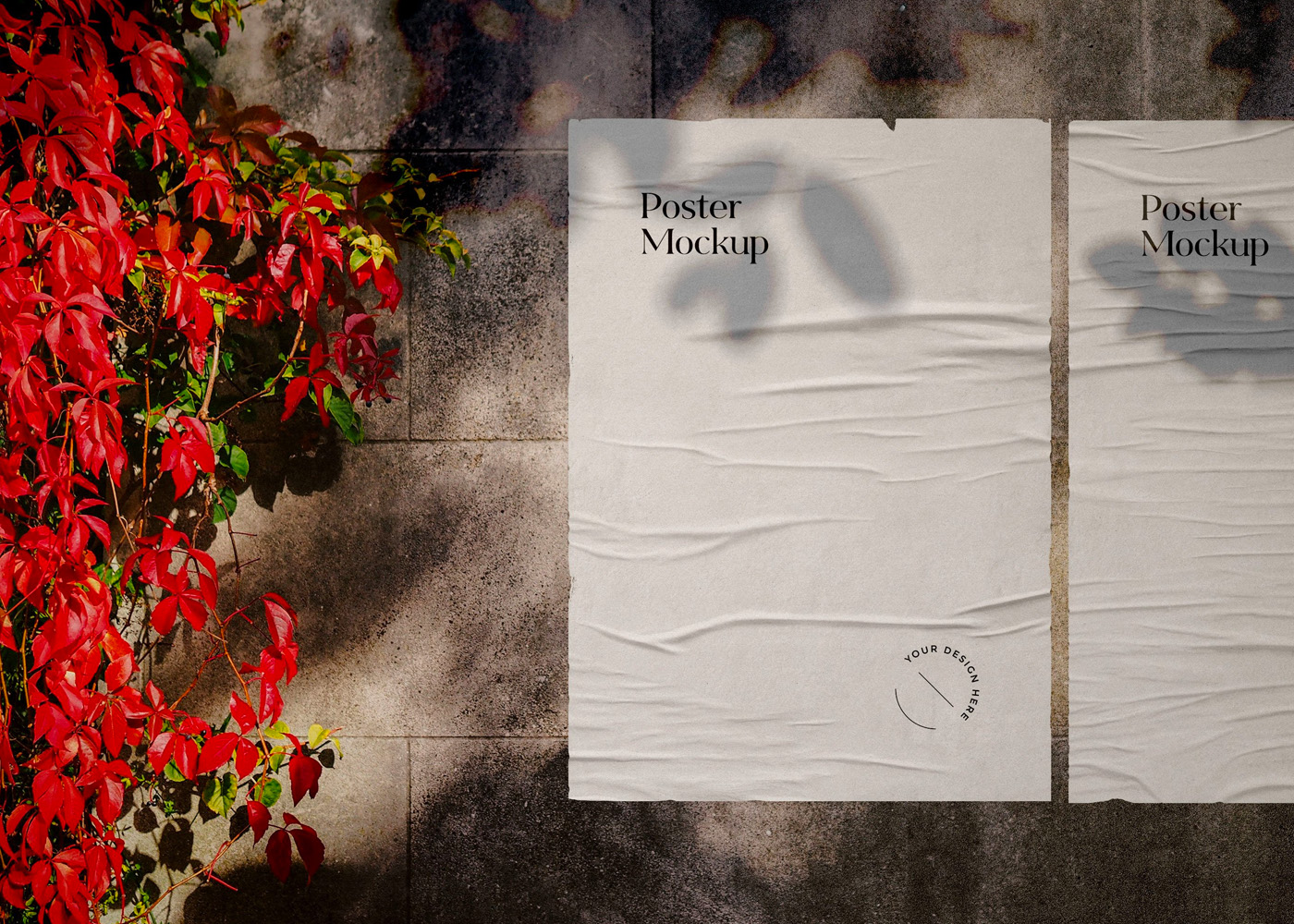 Free Wrinkled Poster Mockup Scene