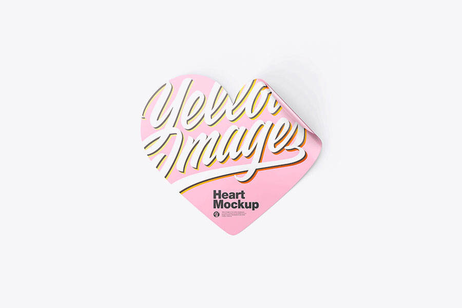 Heart Shaped Sticker Mockup