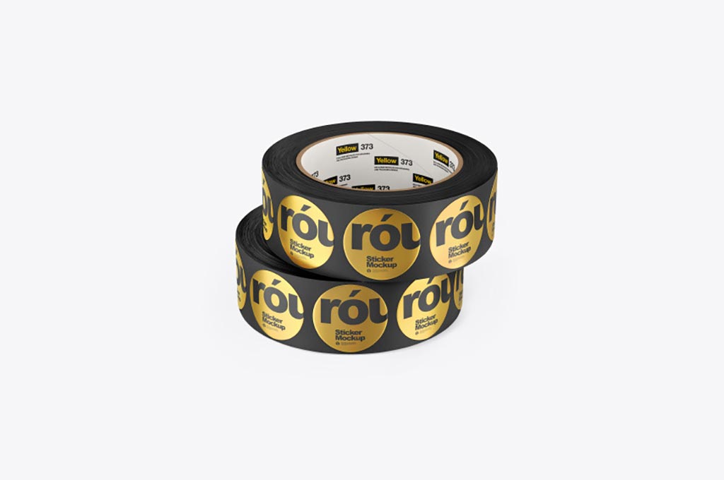 Two Rolls with Round Stickers Mockup