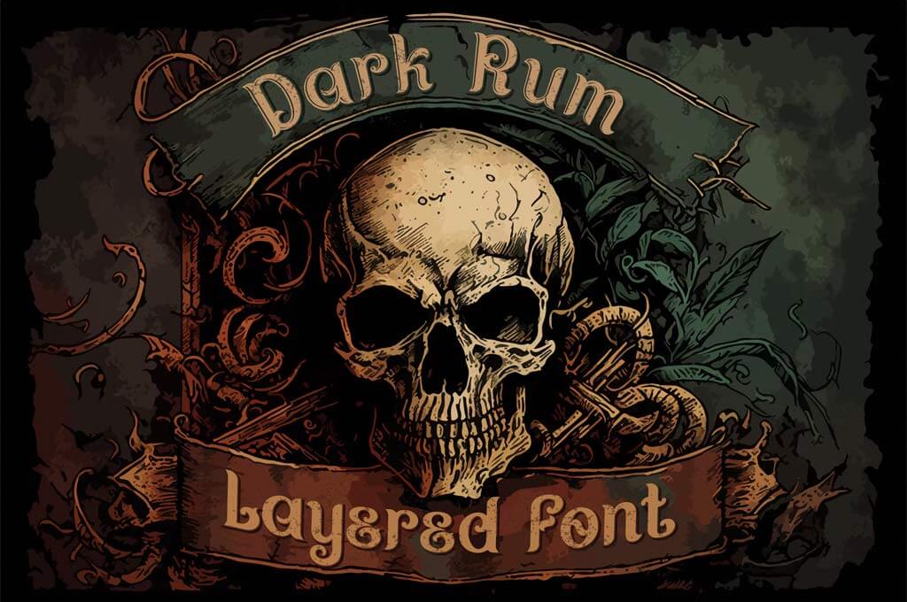 Dark Rum. Vintage Layered Font