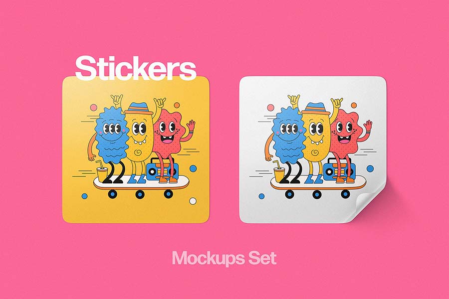 Square Sticker Mockups