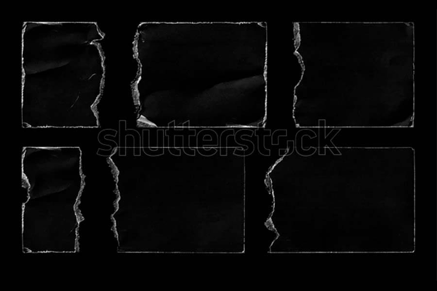 Black Torn Paper Texture Pieces Set