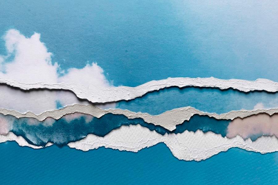 Blue Sky Image in Torn Paper Texture