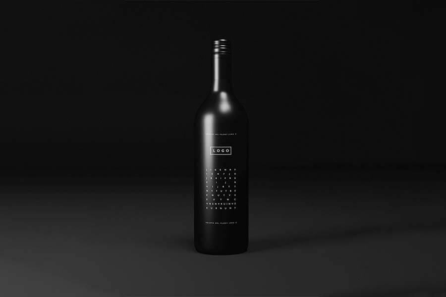 Free Black Wine Bottle Logo Mockup