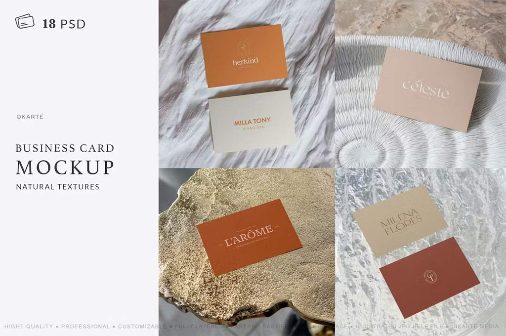 Business Card Mockup with Natural Texture
