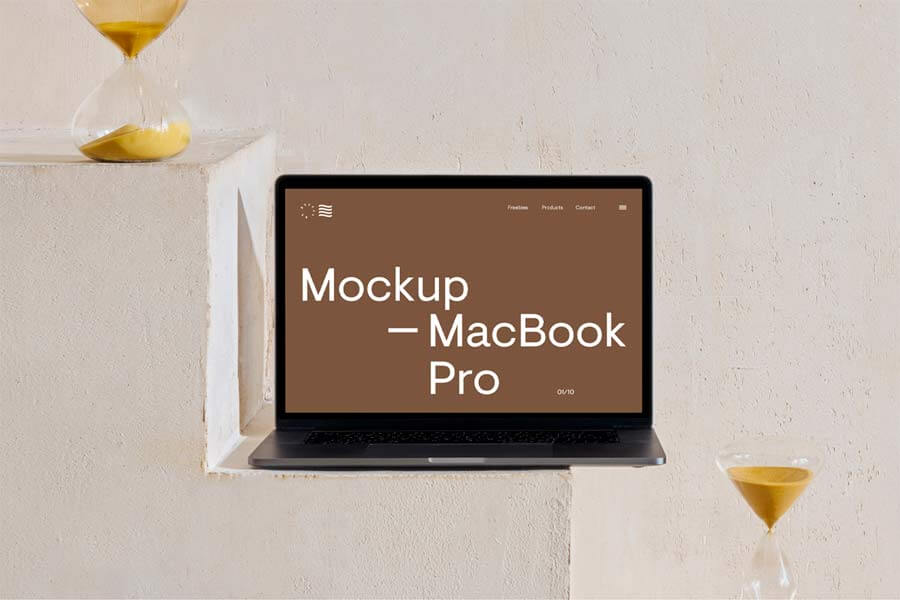 MacBook Pro on Stairs Mockup