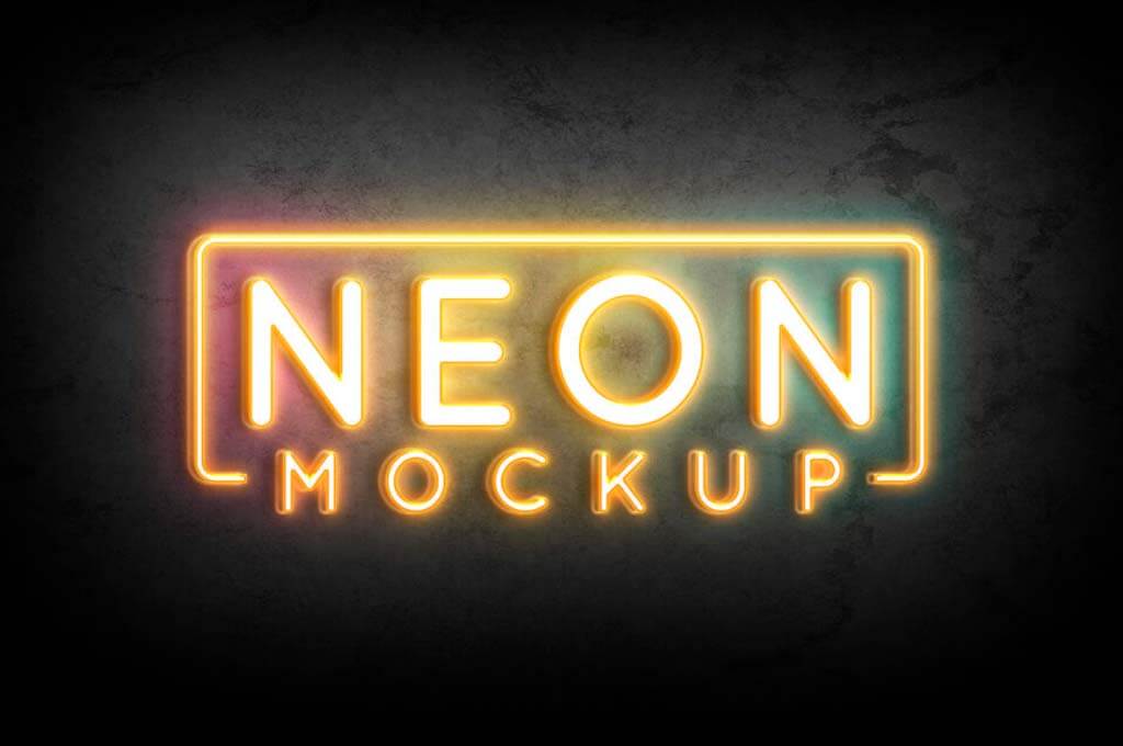 Free Neon Light Logo Mockup