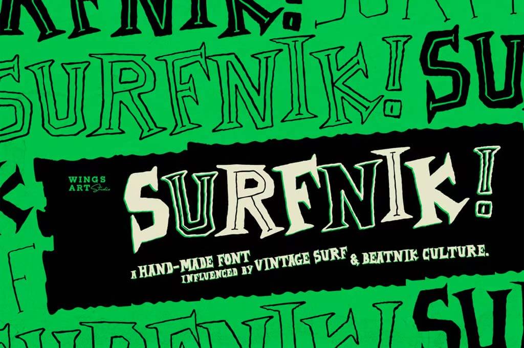 Surfnik: a Handmade Vintage Surf and Beatnik Font