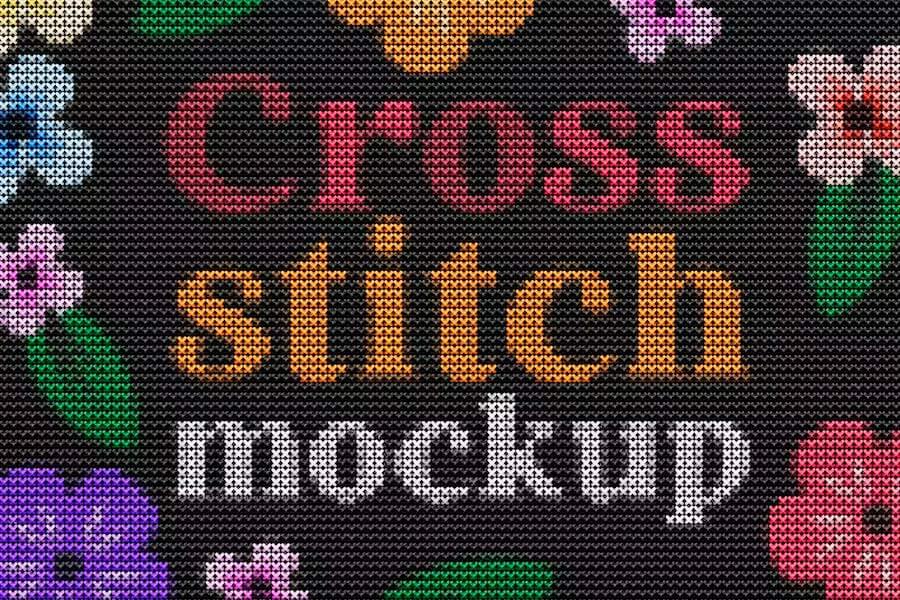 Cross Stitch Art Mockup