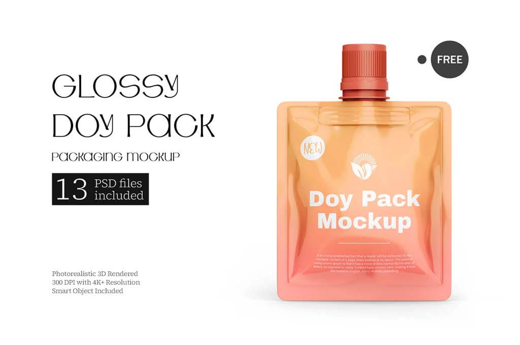 Doy Pack PSD Pouch Packaging Mockup