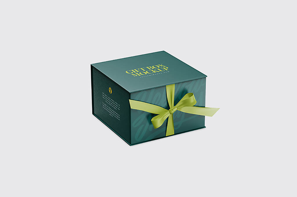 Gift Box Mockup — Half Side View