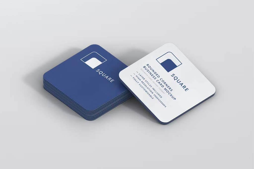 Business Card Mockup — Stack Square Round Corners