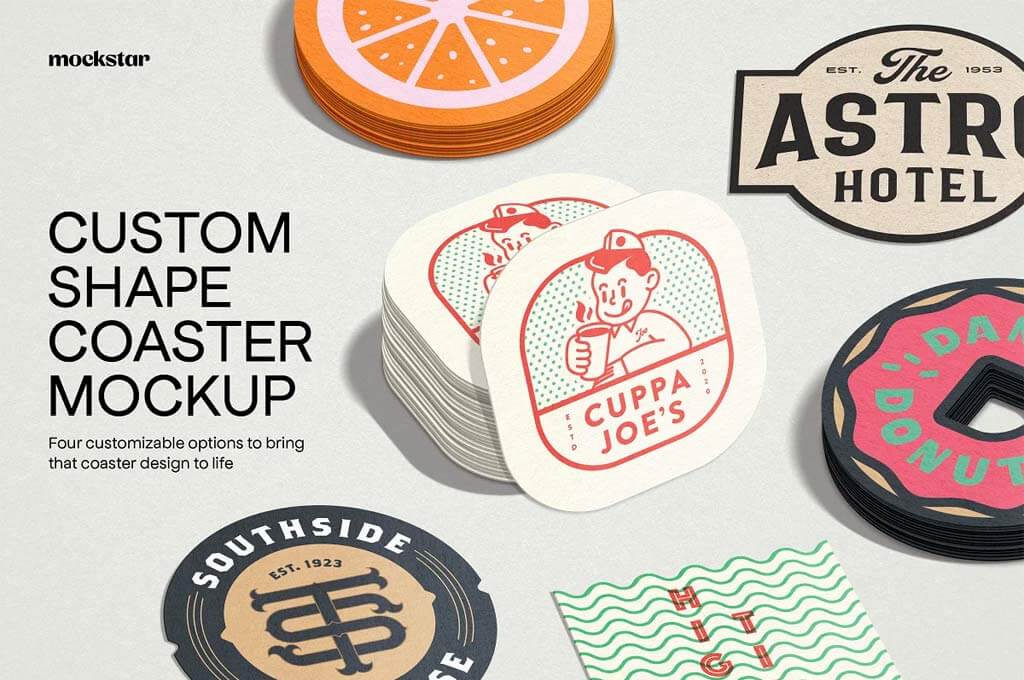 Custom Shape Coaster Mockup