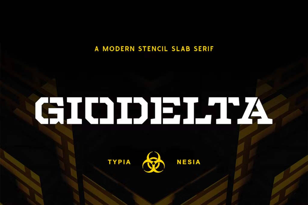 Giodelta - Stencil Slab Serif - Military Game Font