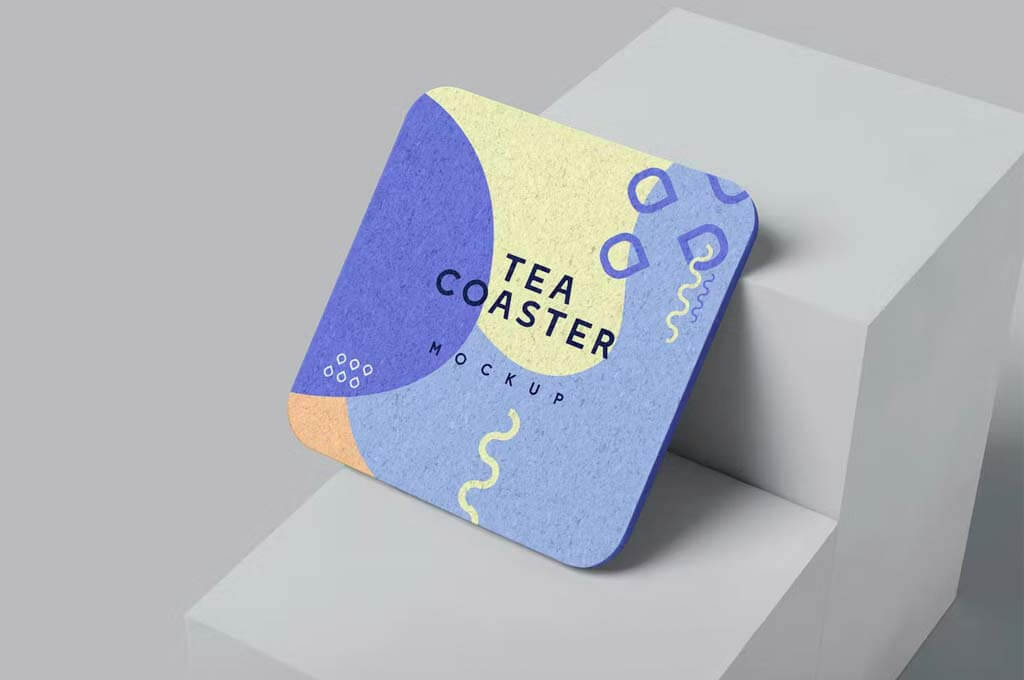 Square Tea Coaster Mockups