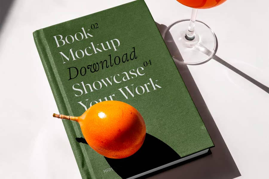Book Cover on Table PSD Mockup
