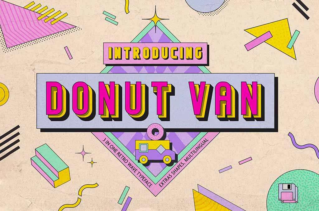 Donut Van - Trio Retro Wave Font