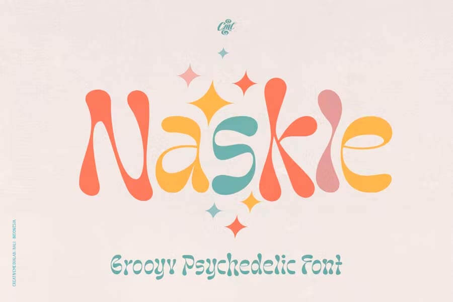 Blowing Vesicle Psychedelic, Retro Font, Psychedelic Font, Groovy Font,  Groove Font, Party Font, Happy Font, Casual Font, Fun Font, 