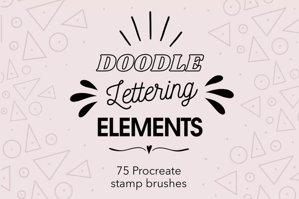 Doodle Lettering Elements – 75 Stamp Brushes for Procreate