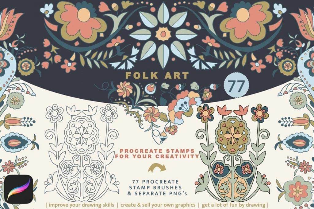 Folk Art Stamp Brushes For Procreate