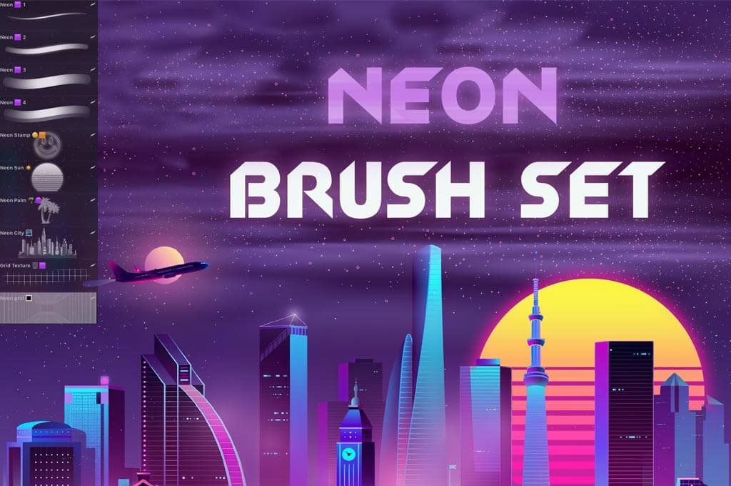 Free Neon Brush Set for Procreate