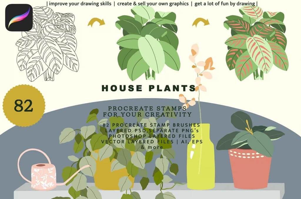 House Plants Brush Kit for Procreate