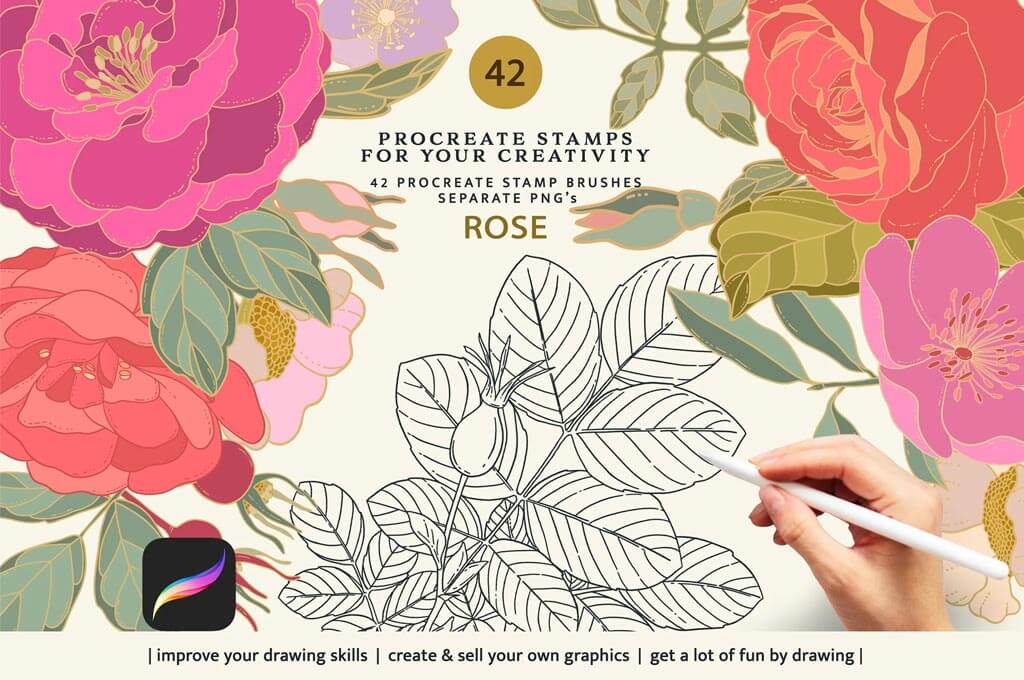 Rose Stamp Brushes For Procreate