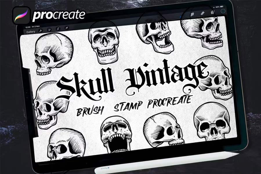 Skull Brush stamp