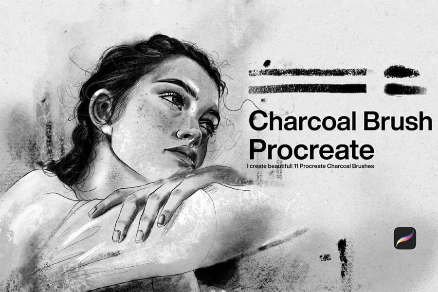 10 Charcoal Brushes for Procreate