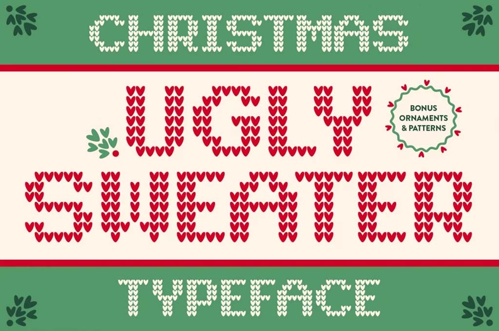 Ugly Sweater Christmas Font & Vector Patterns